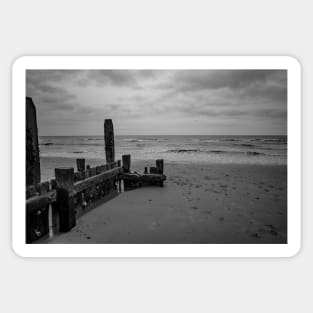 Wooden sea defences to protect against coastal erosion Sticker